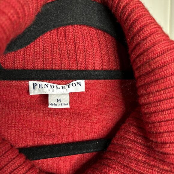 Pendleton Wool Jacket Red Color Boucle Pockets Size M Petite - Picture 2 of 6